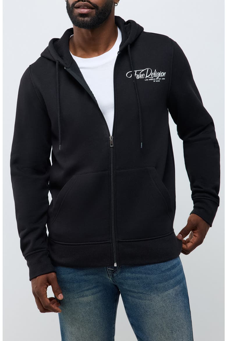 Ribbon Sketch Full Zip Hoodie, Main, color, JET BLACK