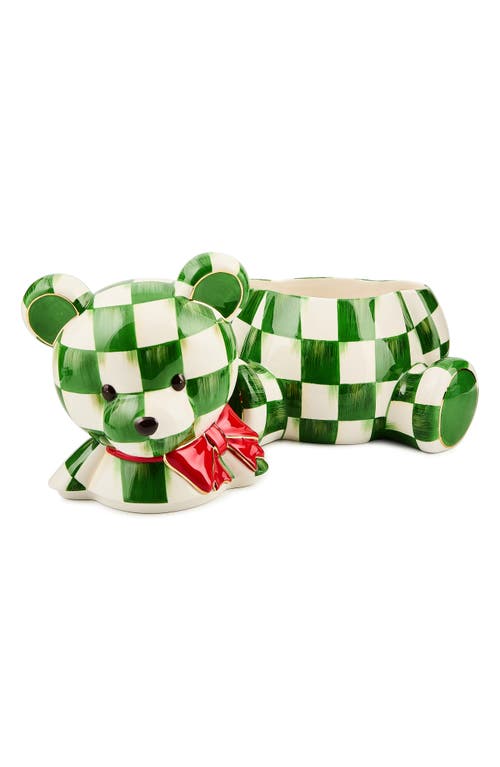Mackenzie-childs Mackenzie Childs Check It Out Bear Cookie Jar In Green