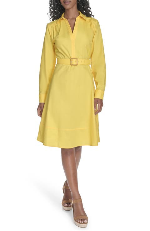 Belted Long Sleeve Dress