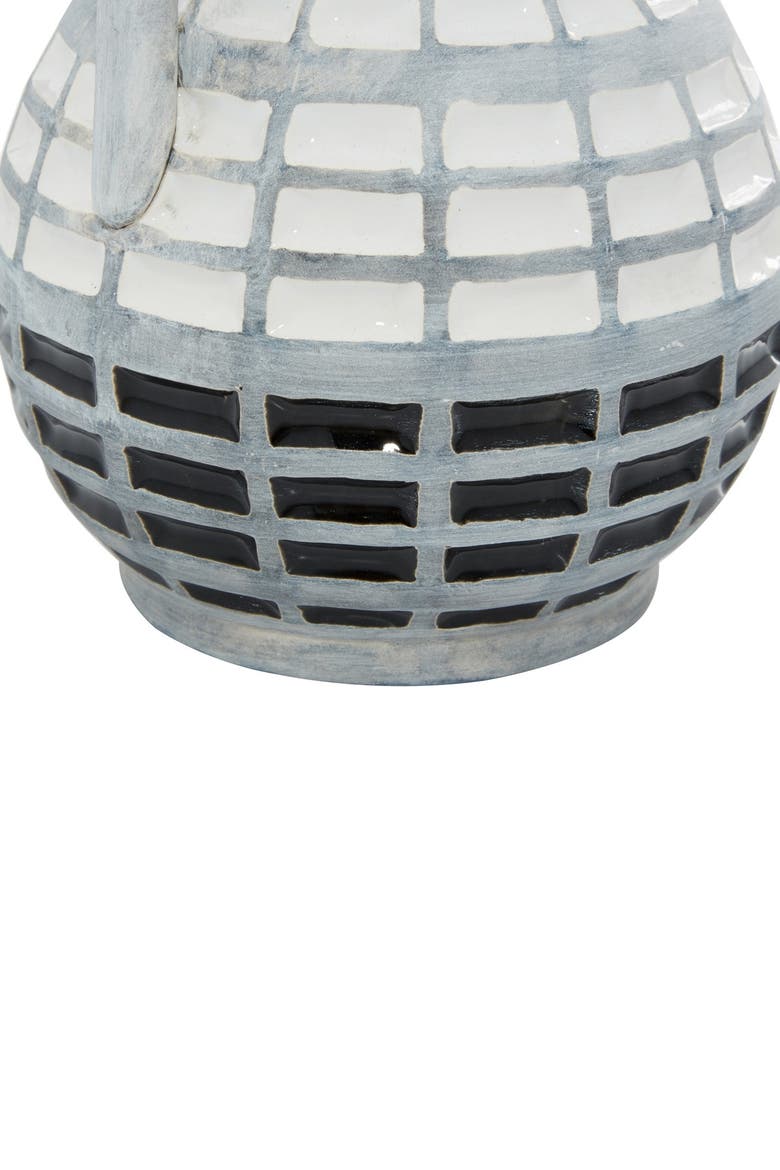 Gray Ceramic Handmade Vase with Grid Patterns - Set of 1, Alternate, color, GREY