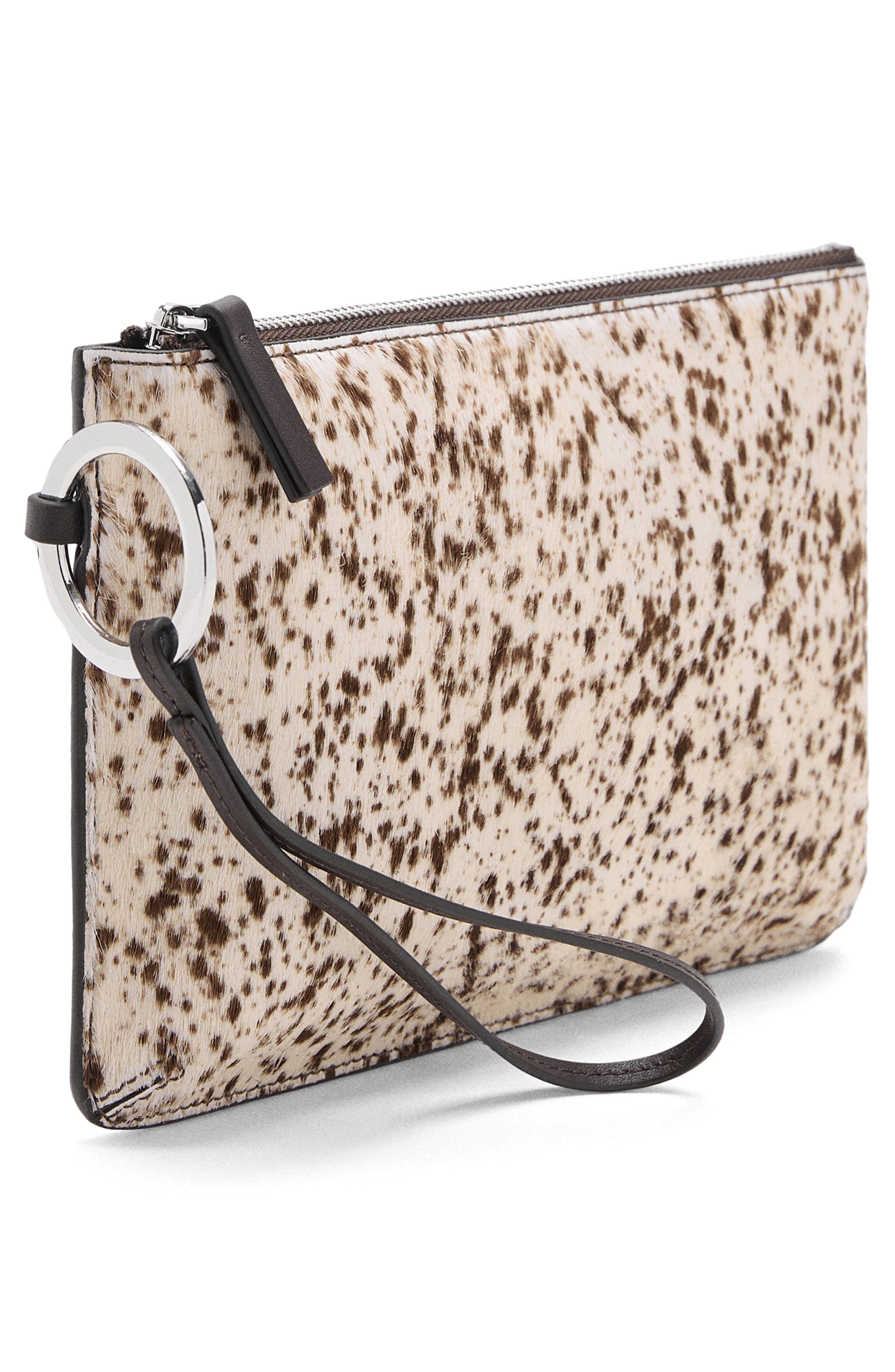 MANGO Genuine Calf Hair Clutch, Alternate, color, Brown