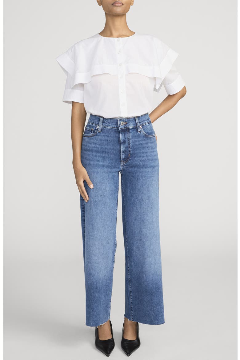 Le Pixie Slim Palazzo Raw Hem Wide Leg Jeans, Alternate, color, CANALS RAW AFTER
