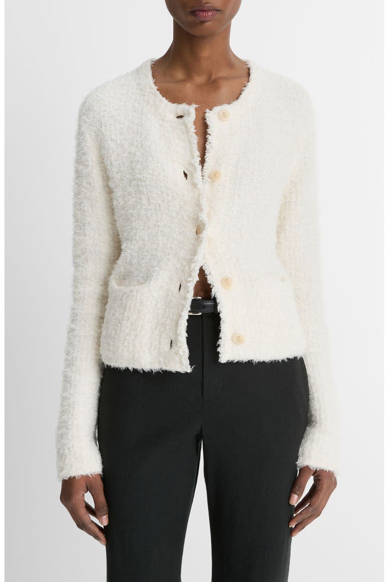 Eyelash Knit Cardigan, Main, color, OFF WHITE COMBO