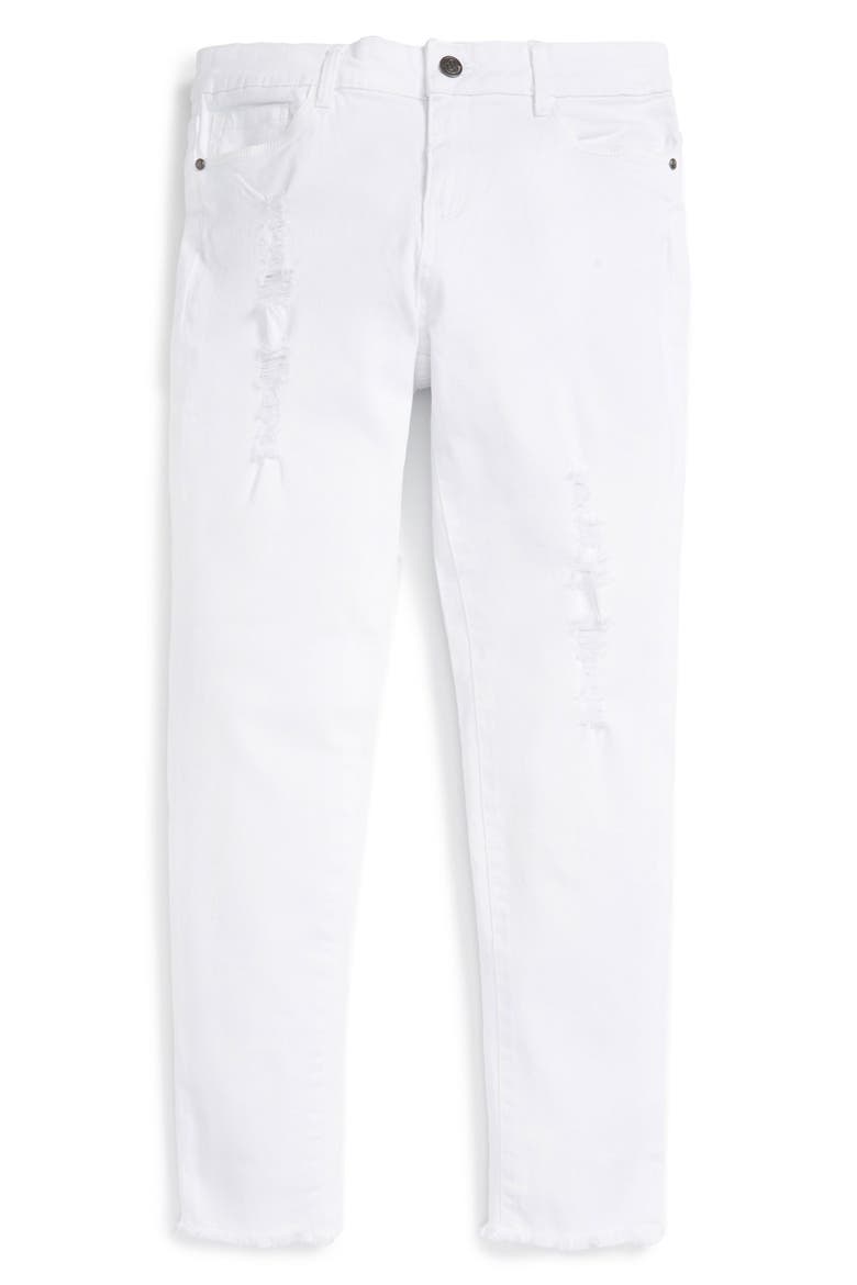 Treasure&Bond Crop Girlfriend Jeans, Main, color, WHITE