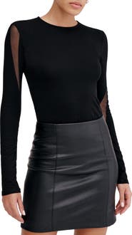 Marcella Alley Mesh Detail Long Sleeve Top