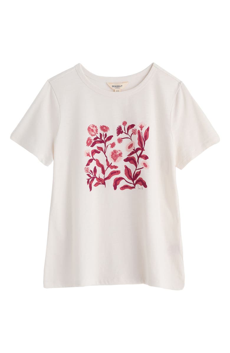 Seasalt Cornwall Printing Ink Organic Cotton Graphic T-Shirt, Alternate, color, Inky Botanical Stems Chalk