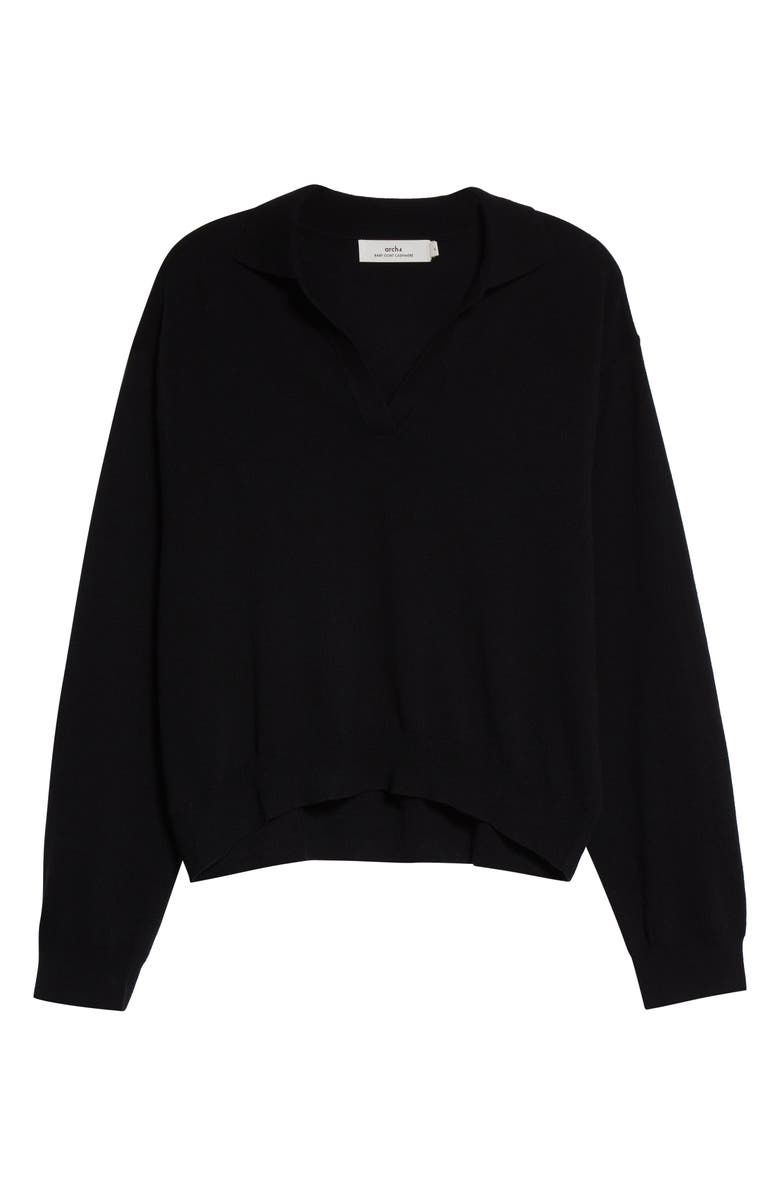 arch4 Oxford Baby Goat Cashmere Long Sleeve Polo, Alternate, color, 