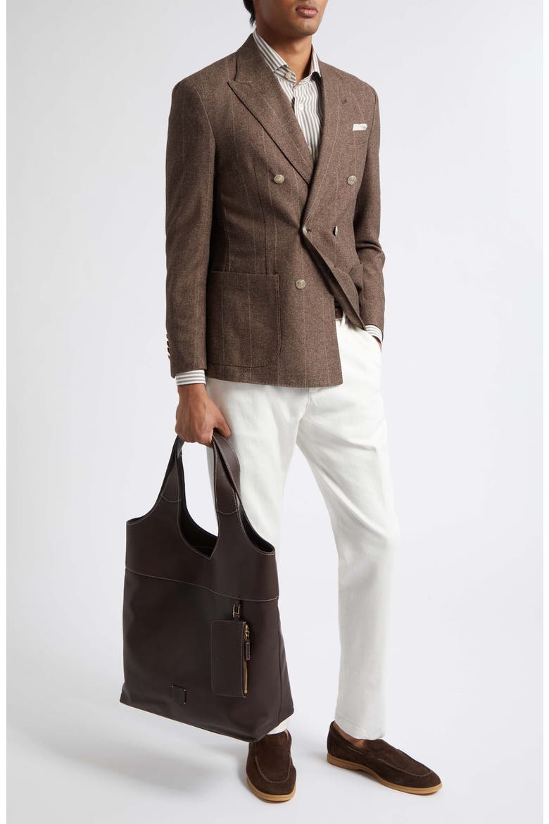 Double Breasted Wool Blend Sport Coat, Alternate, color, 05 BROWN