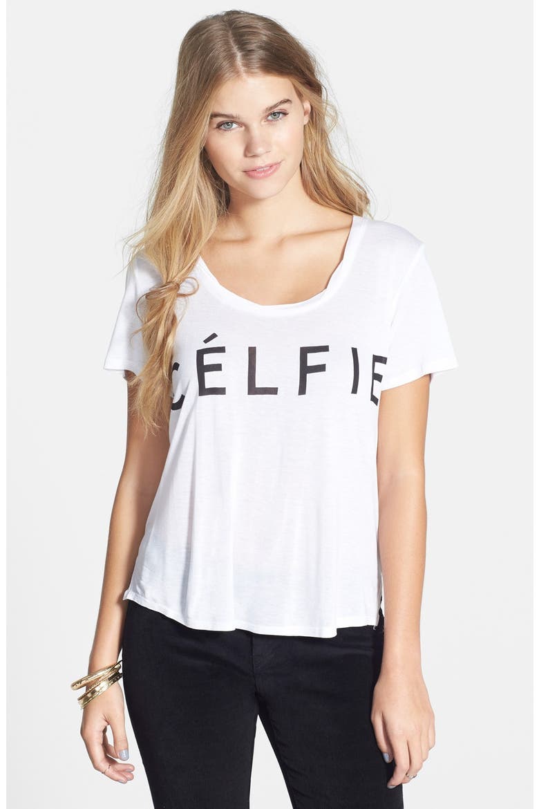 Recycled Karma 'Célfie' Graphic Tee, Main, color, WHITE