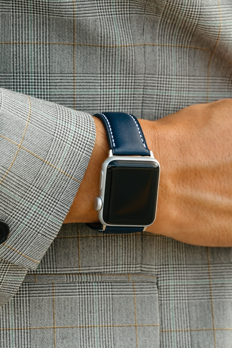 Le Petit Prince Italian Leather Apple Watch Band, Alternate, color, Midnight Blue