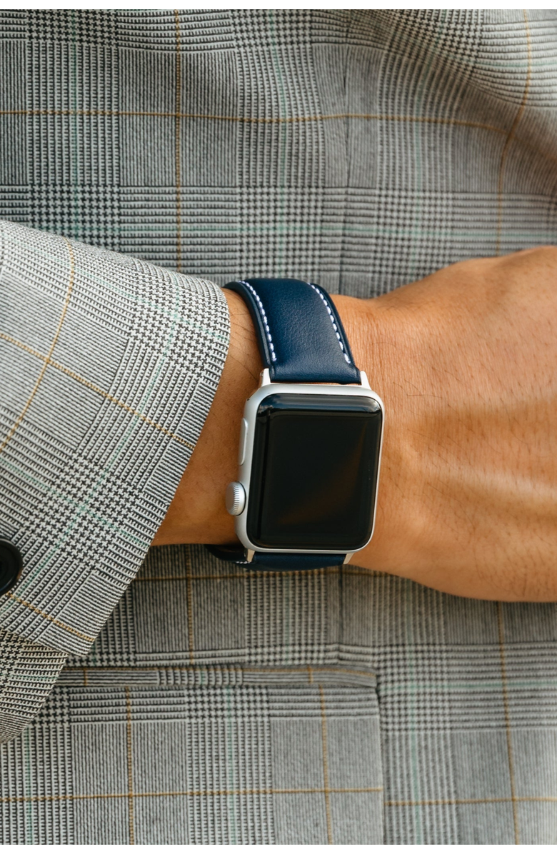 Bluebonnet Le Petit Prince Italian Leather Apple Watch Band, Alternate, color, Midnight Blue