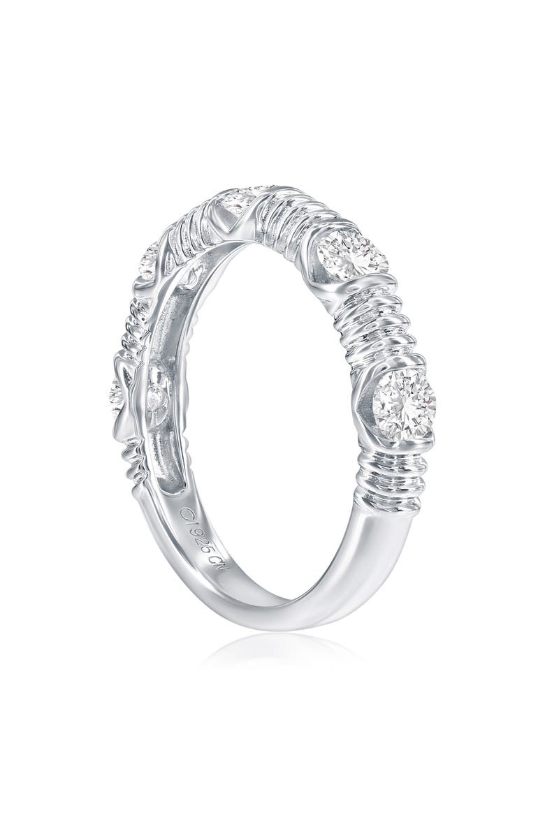 Cubic Zirconia Wire Design Ring, Alternate, color, SILVER