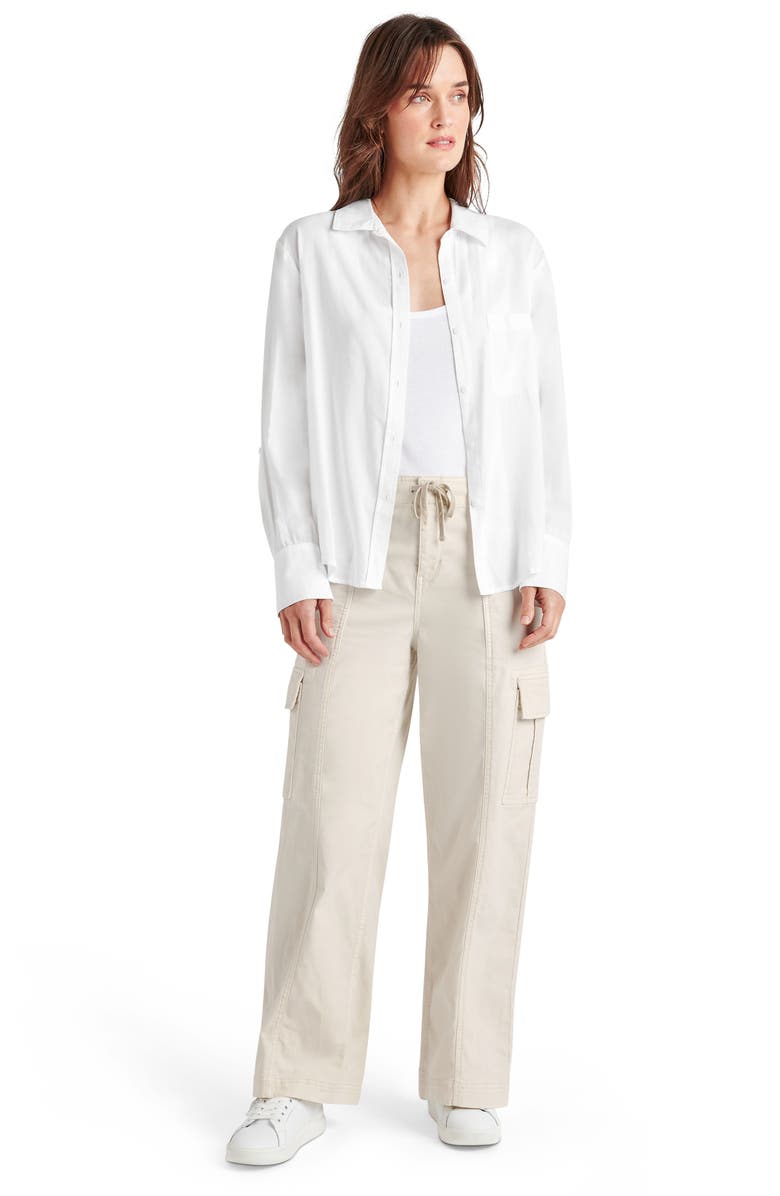 Splendid Reese Cotton Blend Button-Down Shirt, Alternate, color, White