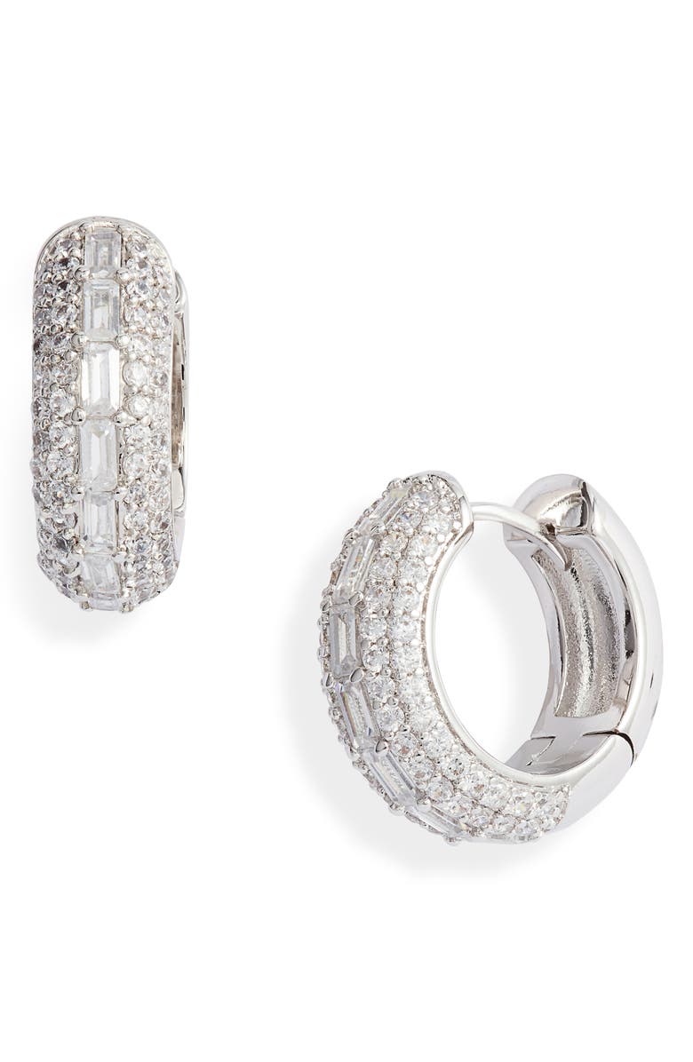 Nordstrom Pavé Cubic Zirconia Huggie Hoop Earrings, Main, color,