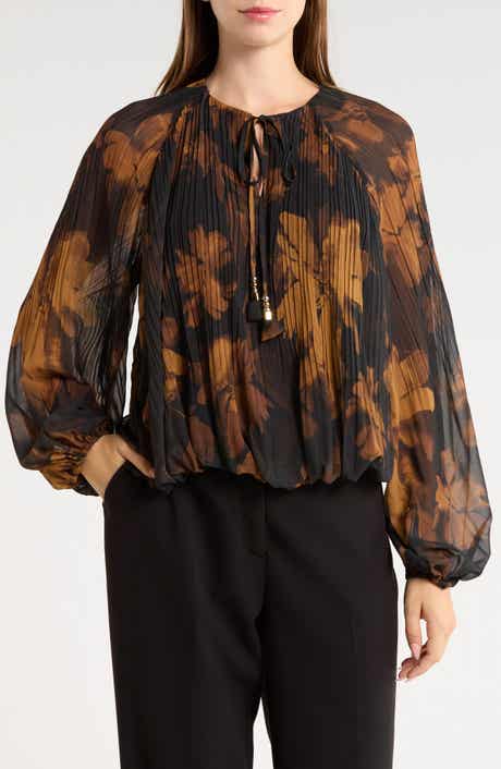 Pleated Long Sleeve Top