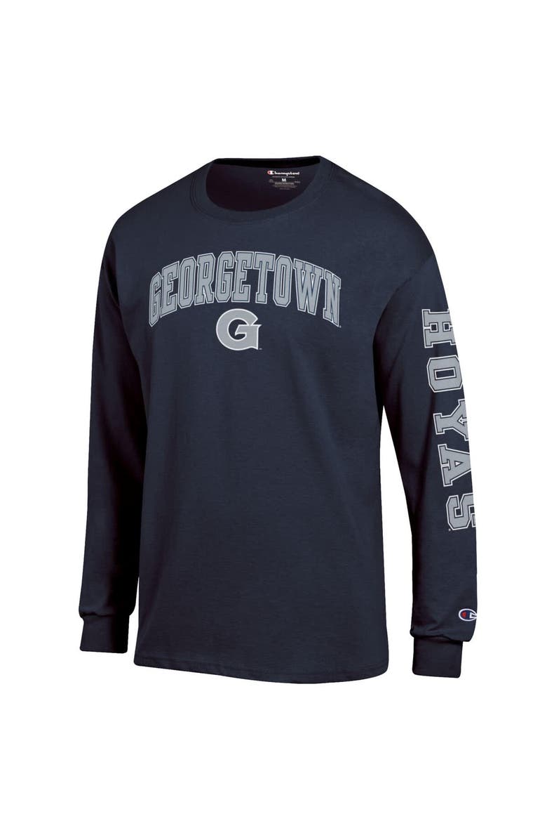 Champion Men's Champion  Navy Georgetown Hoyas Arch Over Logo 2-Hit Long Sleeve T-Shirt, Alternate, color, Navy