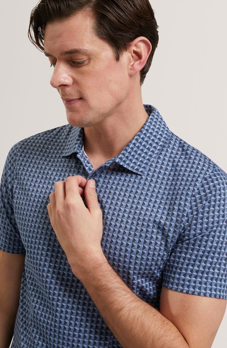 Ted Baker Zumurud Print Cotton Polo, Alternate, color, Navy