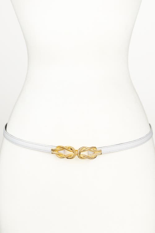 Raina Belts Gold Knot Buckle Leather Belt In White