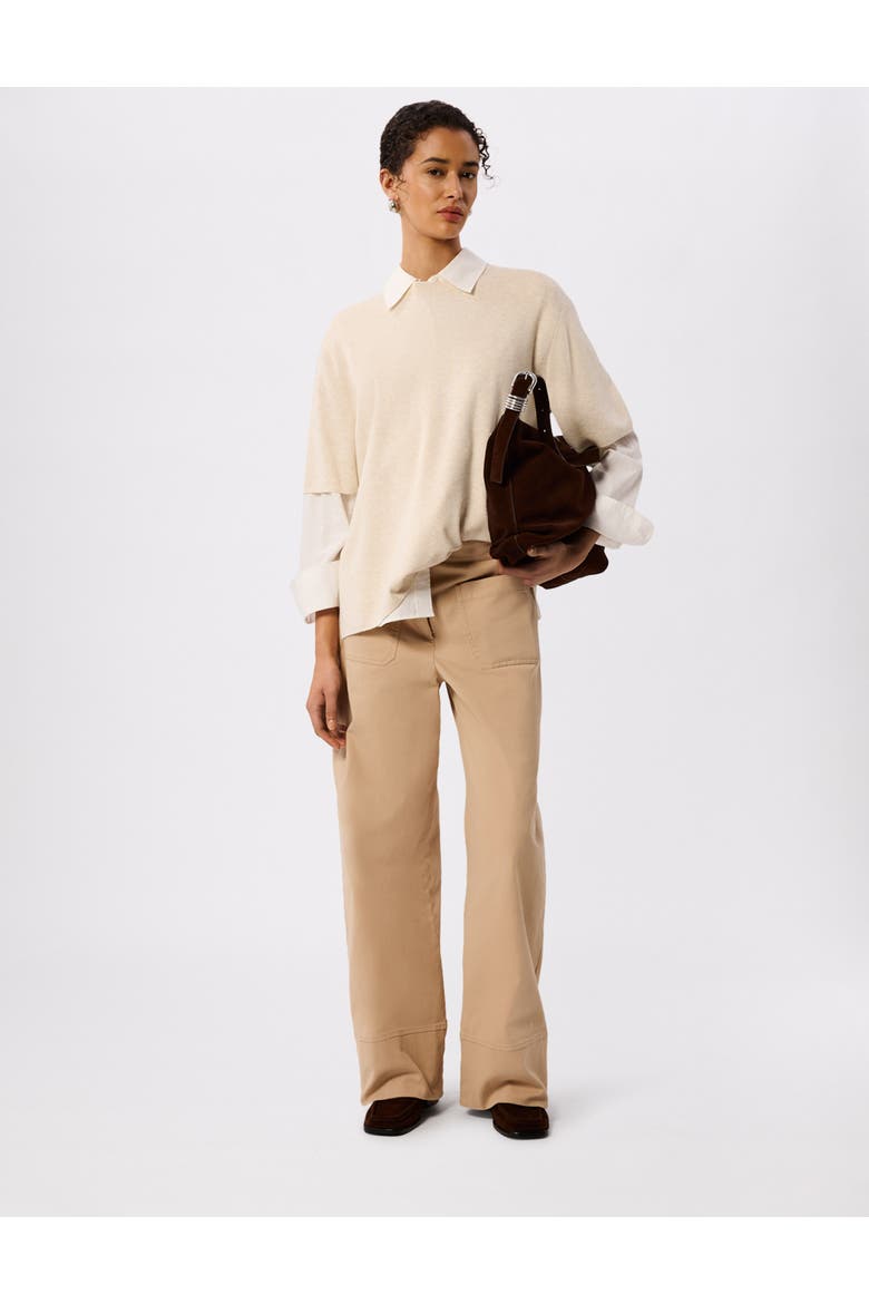 Draped Fine Knit T-Shirt, Alternate, color, Oatmeal