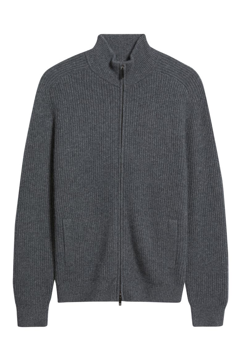 Luxe Cashmere Zip Cardigan, Alternate, color, GREY EMBERS HEATHER