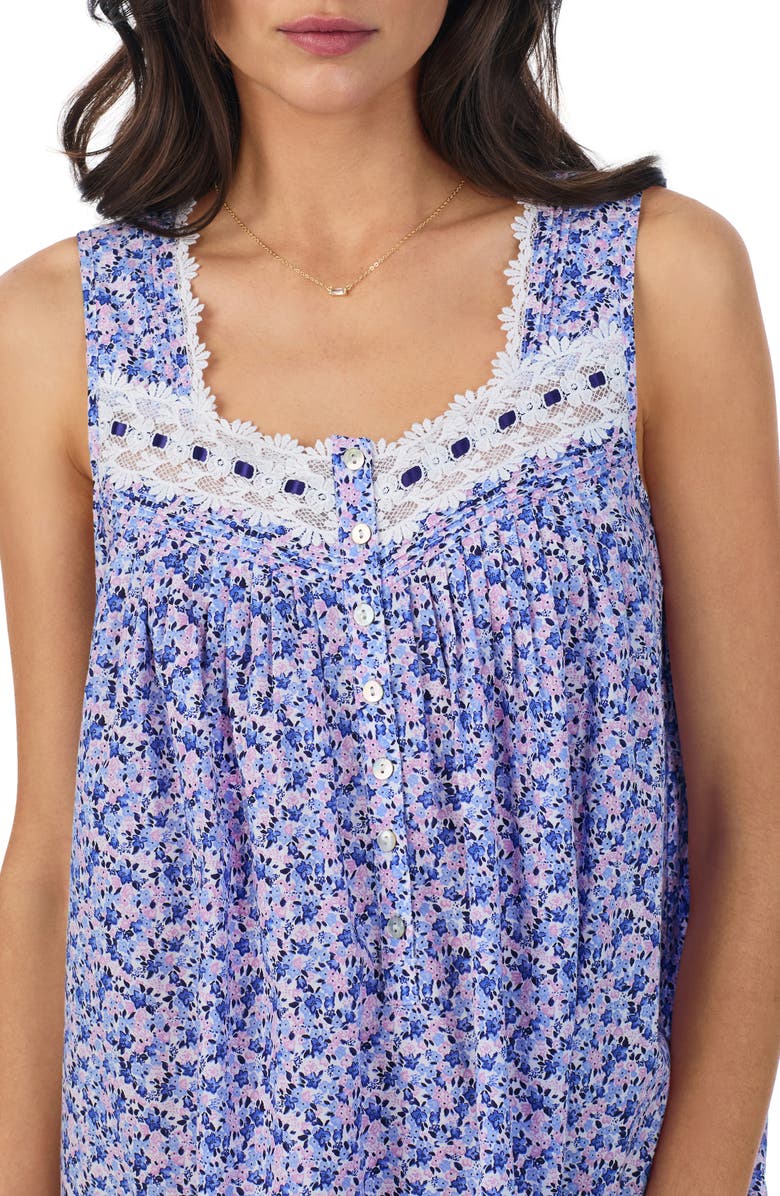 Eileen West Lace Trim Sleeveless Cotton Ballet Nightgown, Alternate, color, 