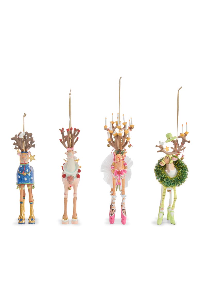 Patience Brewster Dash Away Set of 4 Ornaments, Main, color, MULTI