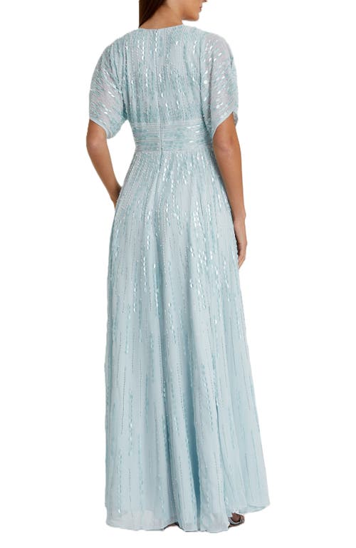 Mac Duggal Womens Chiffon Embellished Evening Dress In Powder Blue