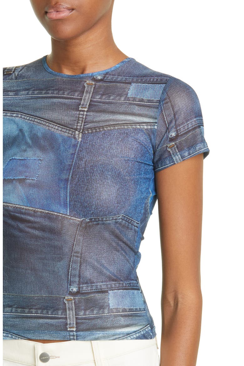 Trompe l'Oeil Mesh Baby Tee, Alternate, color, DENIM