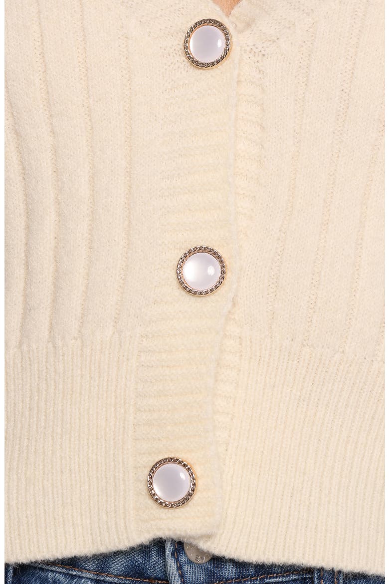 Zana Ruffle Cuff Crop Rib Cardigan, Alternate, color, CREAM