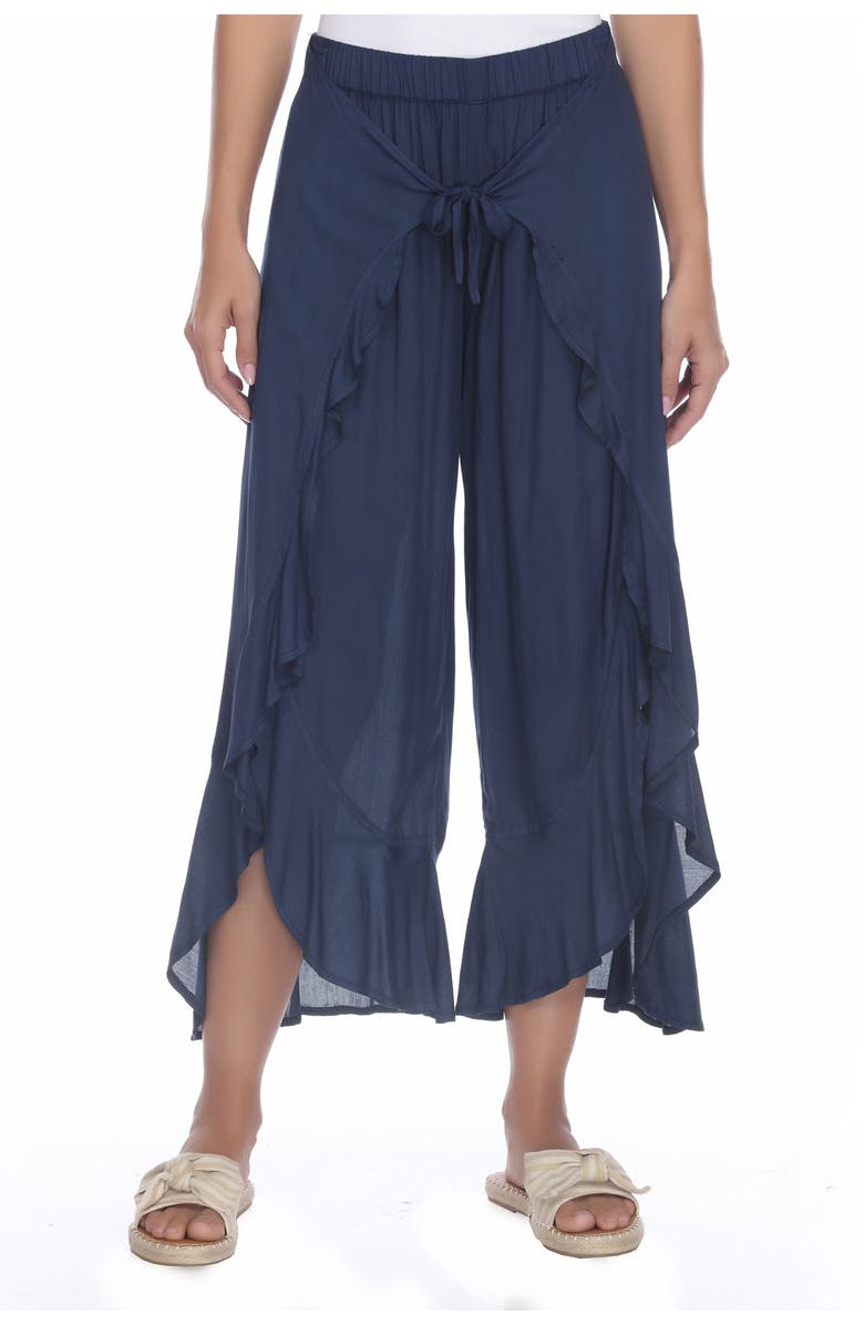 BOHO ME Ruffle Waist Tie Wide Leg Pants, Main, color,