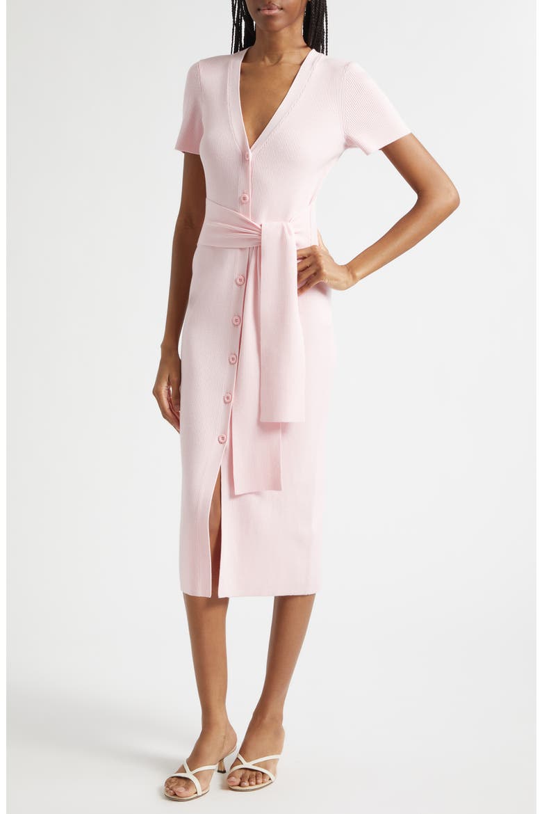 Agnes Tie Front Midi Dress, Alternate, color, PEONIE