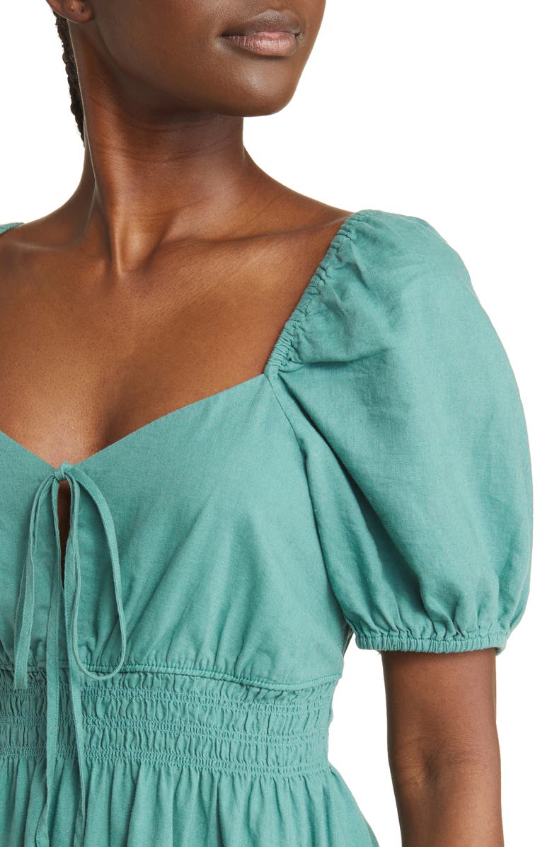 Treasure & Bond Linen Blend Smock Waist Minidress, Alternate, color,