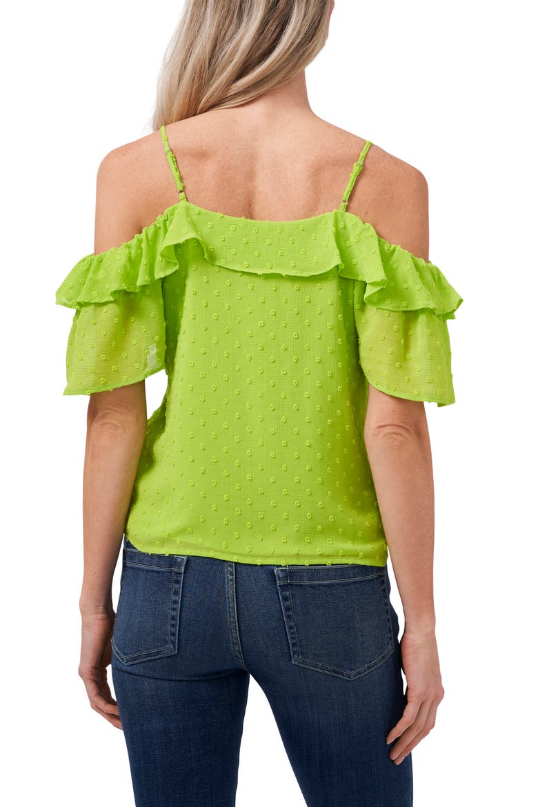 Cold Shoulder Clip Dot Blouse, Alternate, color, MINT GREEN GLOW