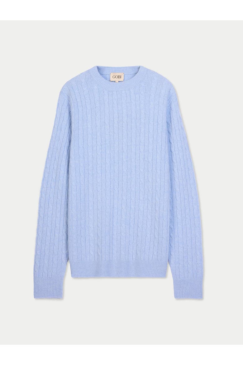 Cashmere Cable-Knit Sweater, Main, color, light-blue