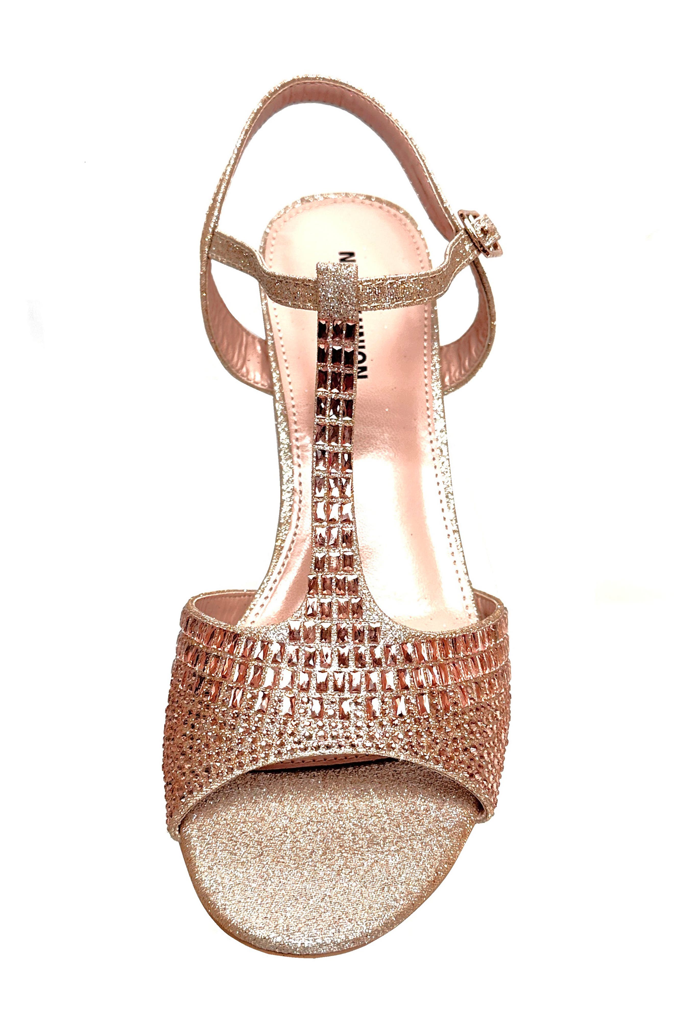 NINETY UNION Alexa Embellished T-Strap Sandal, Alternate, color, Gold