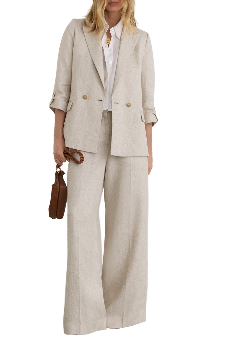 Reiss Double Breasted Blazer, Alternate, color, Neutral
