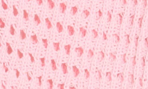 Design History Crochet Short Sleeve Button-up Sweater In Sugar Plum