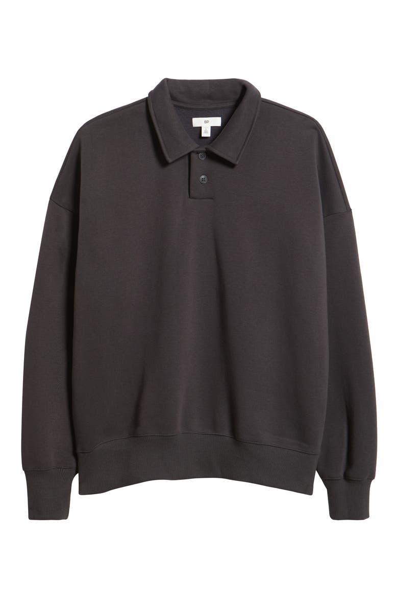 Polo Fleece Sweatshirt, Alternate, color, BLACK FADED