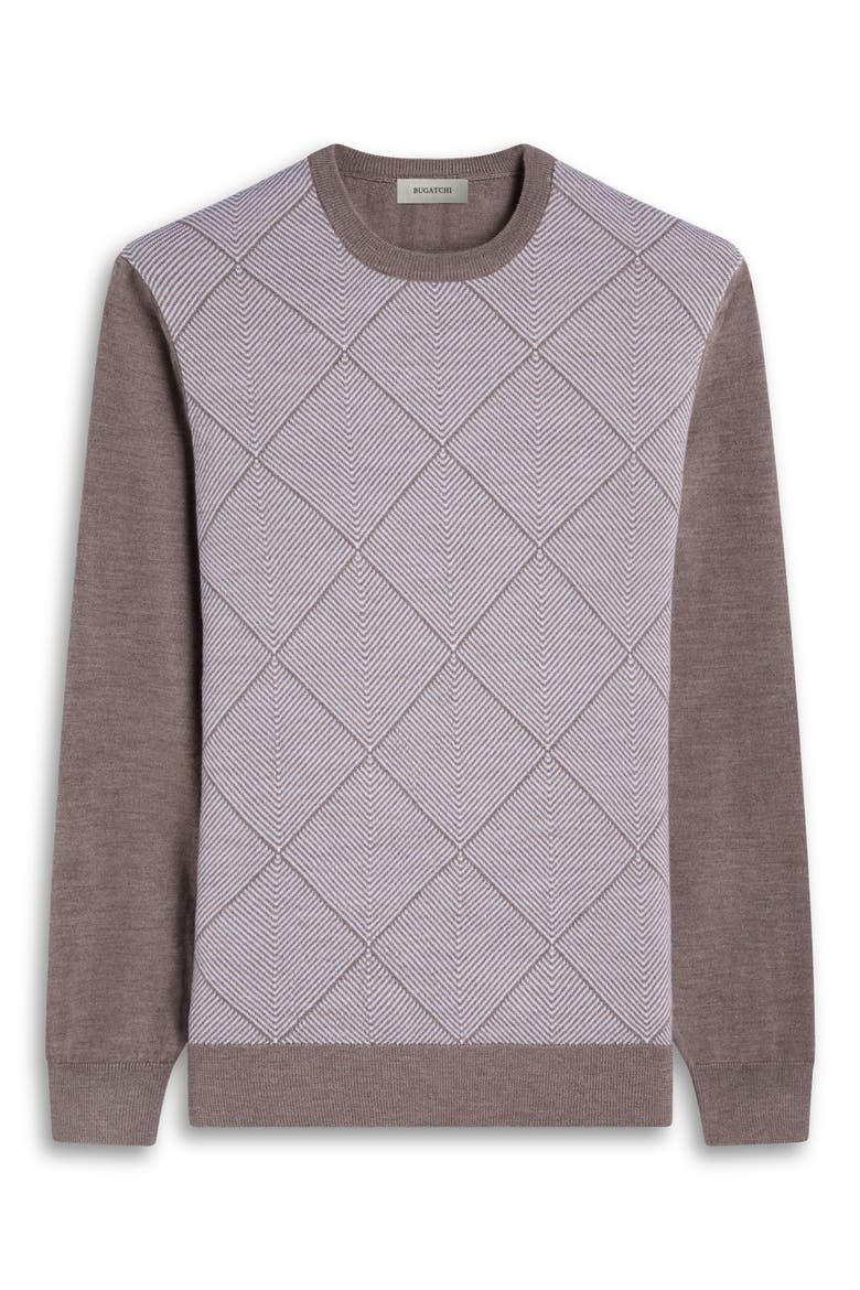 Diamond Merino Wool Sweater, Alternate, color, WALNUT