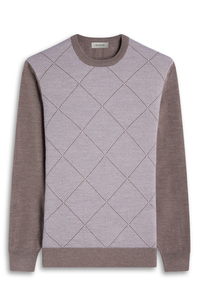 Bugatchi Diamond Merino Wool Sweater, Alternate, color, Walnut