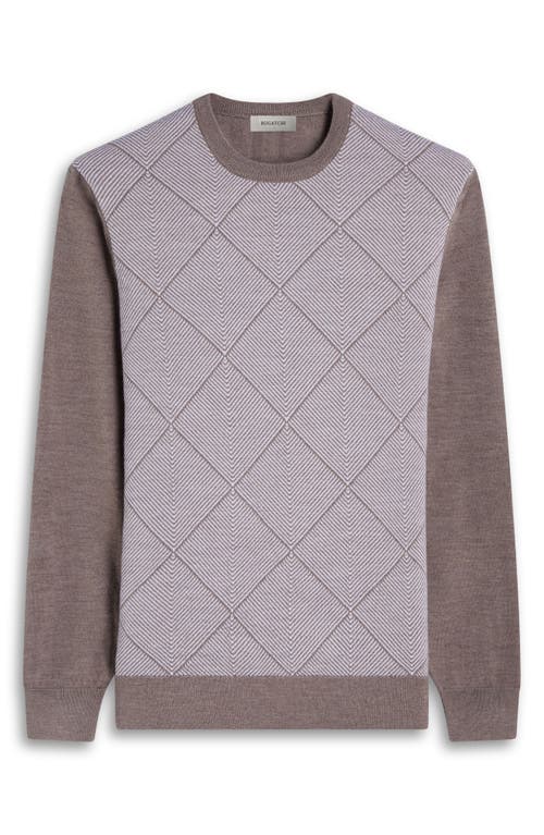 Bugatchi Diamond Merino Wool Sweater In Brown