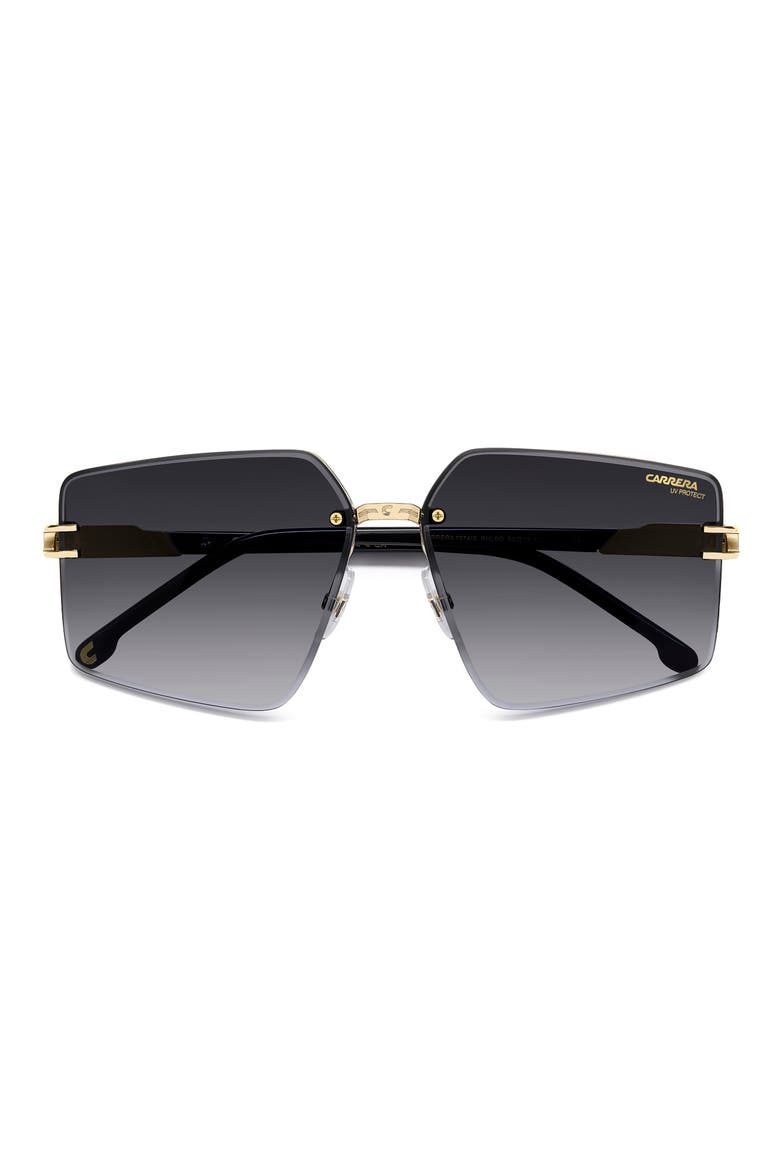 63mm Square Oversized Gradient Rimless Square Geometric Sunglasses, Main, color, GOLD BLACK/ DARK GREY SF