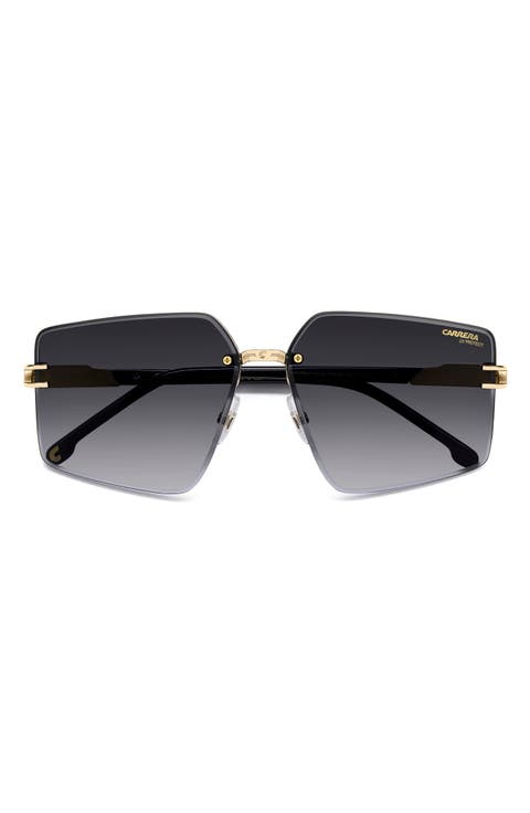 63mm Square Oversized Gradient Rimless Square Geometric Sunglasses