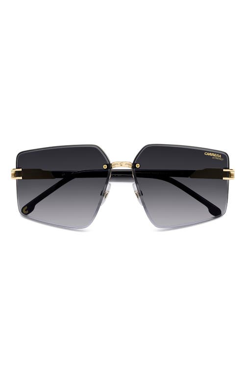 Carrera Eyewear 63mm Square Oversized Gradient Rimless Square Geometric Sunglasses In Gold Black/dark Grey Sf