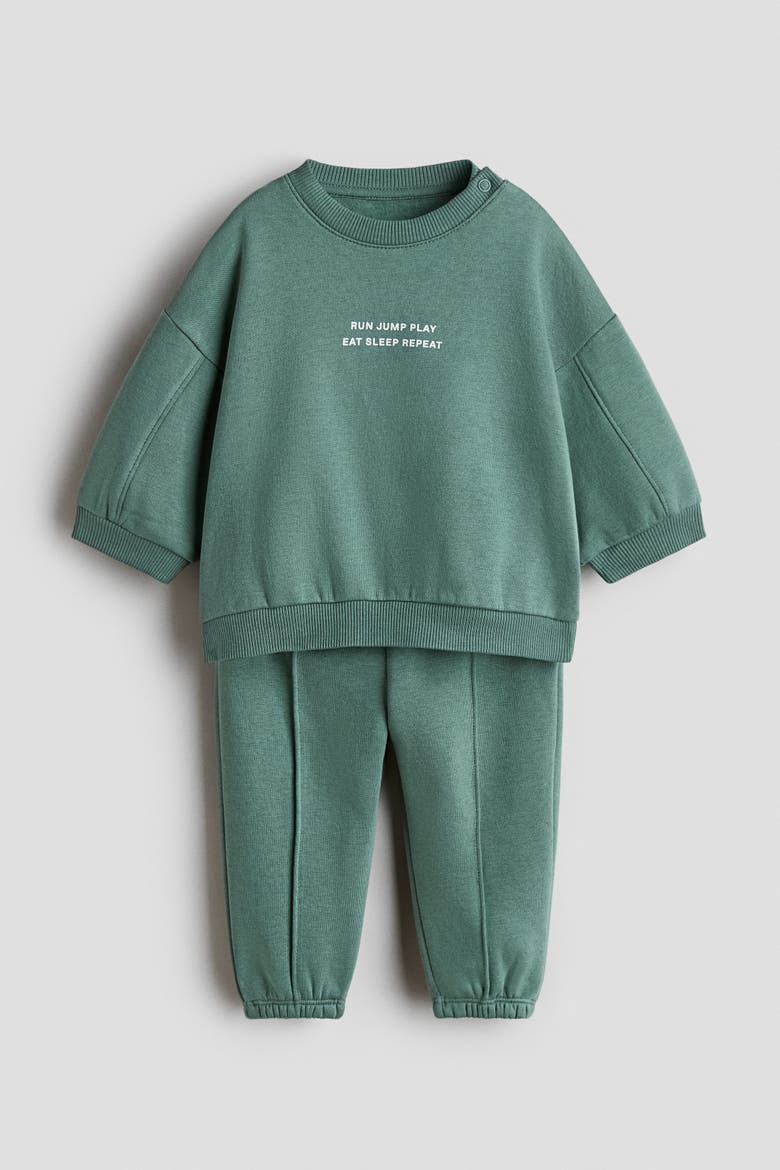 2-piece Printed Sweatshirt Set, Main, color, Green/Run Jump Play