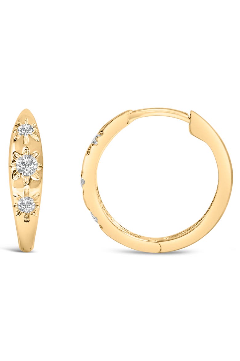 10K Gold 1/5 Cttw Lab Grown Diamond Three Stone Huggie Hoop Earrings, Alternate, color, Yellow