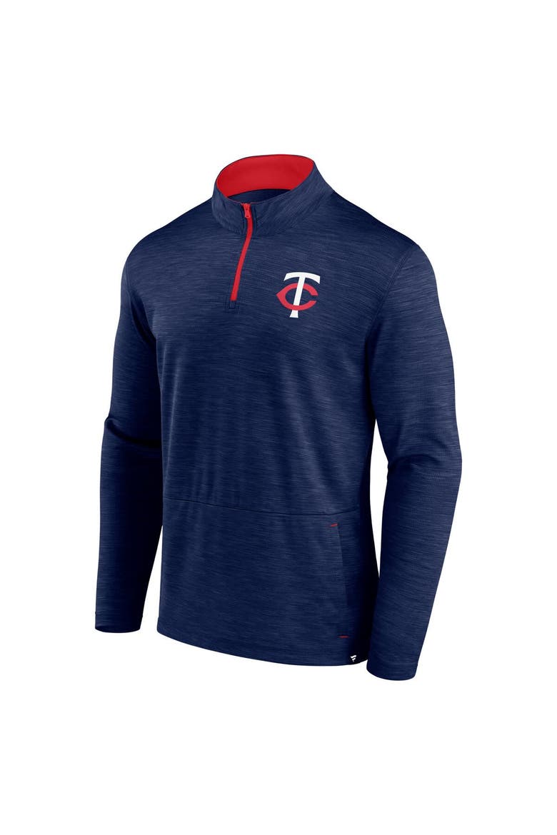 Men's Fanatics Heather Navy Minnesota Twins Fundamentals Quarter-Zip Pullover, Alternate, color, Heather Navy