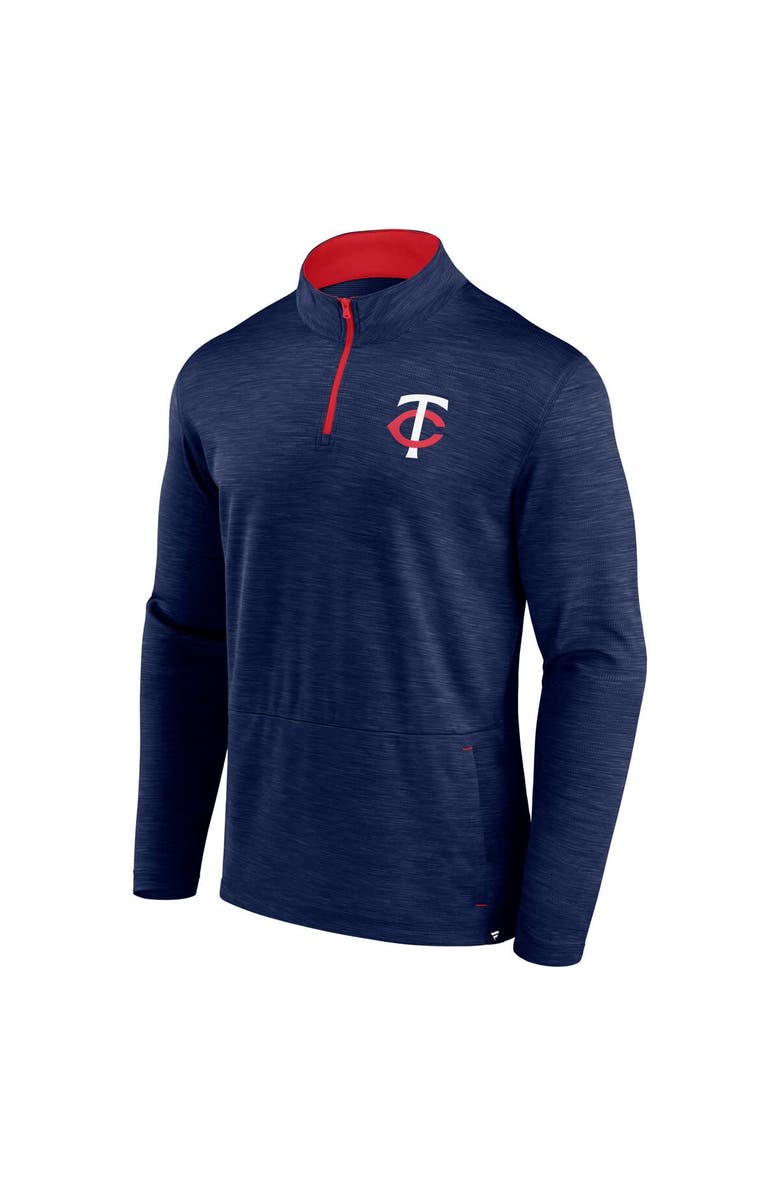 FANATICS Men's Fanatics Heather Navy Minnesota Twins Fundamentals Quarter-Zip Pullover, Alternate, color, Heather Navy