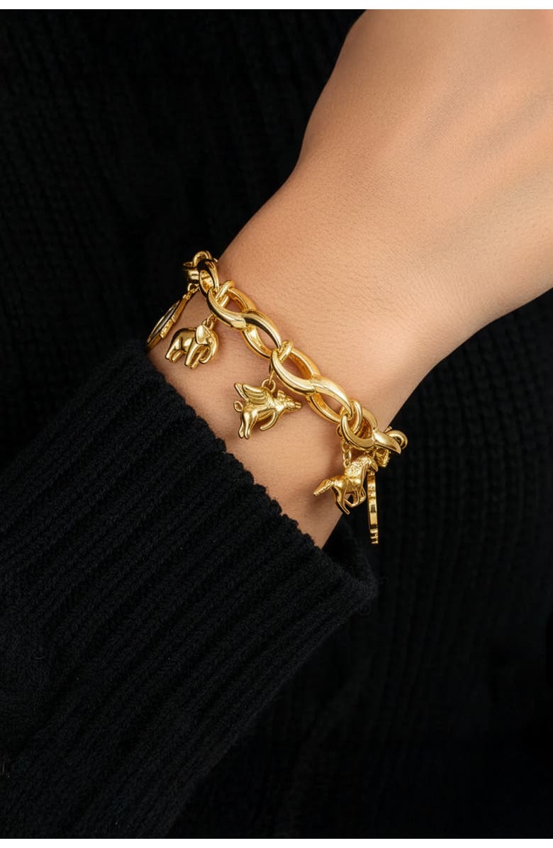 Mint & Lily Bold Cable Link Charm Bracelet, Alternate, color, 18K Gold Plated