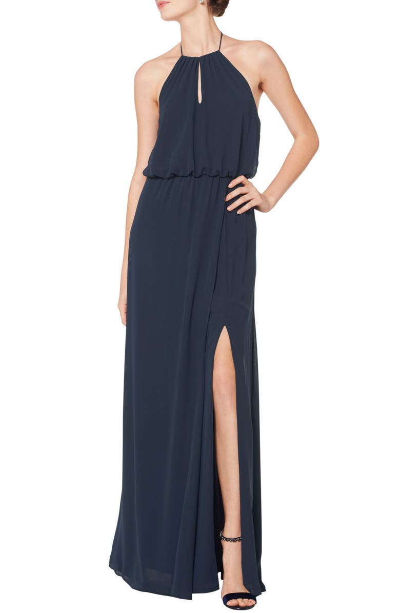 #Levkoff Blouson Chiffon A-Line Gown, Main, color,